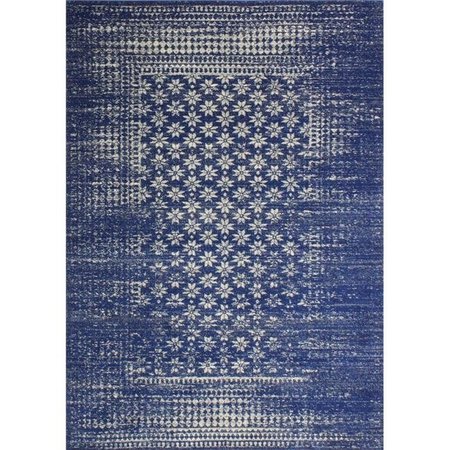 BASHIAN Bashian E110-DKBL-5X7.6-5362 Everek Collection Geometric Transitional Polypropylene Machine Made Area Rug; Dark Blue - 5 ft. x 7 ft. 6 in. E110-DKBL-5X7.6-5362